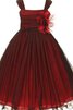 Spaghetti Träger A-Linie Organza Blumenmädchenkleid ohne Ärmeln mit Blume - 1