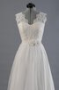Sweep Zug A-Line romantisches Brautkleid mit Bordüre mit Gürtel - 2