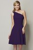 Abito da Damigella Mini in Chiffon con Increspato Naturale Monospalla - 12