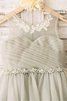 Prinzessin A Linie Normale Taille Wadenlanges Blumenmädchenkleid mit Blume - 3