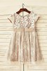 Normale Taille Prinzessin Reißverschluss Wadenlanges Blumenmädchenkleid mit Blume - 2