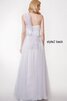 Robe demoiselle d'honneur mode ceinture bandouliere spaghetti en tulle col en forme de cœur - 5