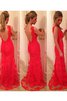 Vestido de Noche de Corte Sirena de Espalda Descubierta de Sin mangas de Escote en V - 1