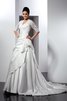 Klassisches Satin Kapelle Schleppe Extravagantes Brautkleid mit Applikation - 1