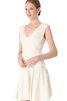 A-Linie V-Ausschnitt Ärmelloses plissiertes mini Brautkleid - 3