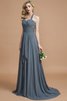 A-Linie Chiffon Ärmelloses Sweep Zug Nackenband Brautjungfernkleid - 3