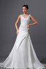 Robe de mariée sexy avec sans manches avec lacets de col en v ruché - 1