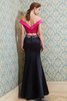 Ärmellos Satin Schulterfreier Ausschnitt Anständiges Abendkleid mit Perlen - 2