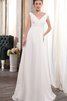Abito da Sposa Senza Maniche in Chiffon con Criss-cross V-Scollo classico Impero - 1