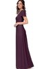 Robe demoiselle d'honneur avec manche courte de col en v avec chiffon ligne a - 2