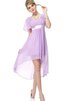 Robe de cocktail plissé avec chiffon avec zip de tour de ceinture en haute avec manche courte - 5