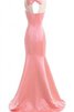 Satin bodenlanges romantisches Elegantes Ballkleid mit Sweep zug mit Applike - 2