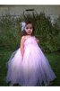 Abito da Cerimonia Bambini Conotta con Fiocco con Piega Ball Gown Senza Maniche A Terra - 3