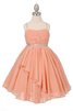 A-Line plissiertes Chiffon gerüschtes wadenlanges langes Blumenmädchenkleid - 1