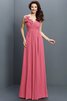 Robe demoiselle d'honneur plissage longue jusqu'au sol de col en v avec chiffon - 28