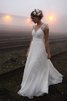 Abito da Sposa A-Line Senza Maniche A Terra V-Scollo Principessa - 1