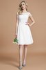 Robe demoiselle d'honneur de col bateau de princesse avec zip a-ligne manche nulle - 34