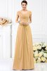 Chiffon Prinzessin Bodenlanges Brautjungfernkleid mit Kurzen Ärmeln mit Drapierung - 12