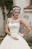 Ärmellos Schaufel-Ausschnitt Spitze ewiges normale Taille Brautkleid mit Bordüre - 3