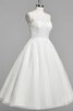 Robe de mariée plissage textile en tulle de col en v longueur mollet avec sans manches - 2