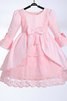 Robe de cortège enfant longue avec manche 3/4 de princesse en satin ligne a - 1