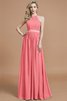 Robe demoiselle d'honneur manche nulle avec zip ruché jusqu'au sol en chiffon - 34