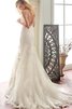 Vestido de Novia en Encaje de Apliques de Plisado de Cola Corte de Escote redondo - 3