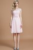Robe demoiselle d'honneur de col bateau de princesse avec zip a-ligne manche nulle - 4