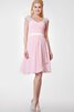 Robe demoiselle d'honneur facile ruché ligne a avec chiffon au niveau de genou - 1