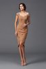 Robe de cocktail courte appliques asymétrique en chiffon avec manche courte - 4