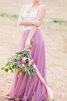 Romántico Vestido de Dama de Honor en Gasa de Escote redondo de Apliques de Sin mangas - 1