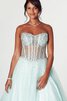 Robe de bal classique avec perle longueur au ras du sol textile en tulle avec sans manches - 3