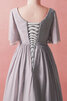 Brillant Schlichtes Elegantes Ballkleid mit Schleife mit Kurzen Ärmeln - 5
