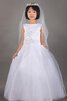 Abito da Cerimonia Bambini A-Line in Tulle Ball Gown con Applique Senza Maniche - 1