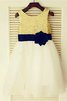 Prinzessin Normale Taille Wadenlanges Blumenmädchenkleid aus Tüll mit Schaufel Ausschnitt - 3