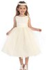 Normale Taille A-Line Bateau knöchellanges Blumenmädchenkleid mit Applikation mit Perlen - 1
