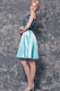 Reißverschluss Satin elastischer Satin einfaches kurzes Cocktailkleid mit Applike - 2