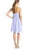Robe demoiselle d'honneur plissé de lotus avec manche courte de col en v ruché - 2