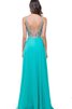 Abito da Sera A-Line con Cristino in Chiffon Senza Maniche Conotta con Perline - 4