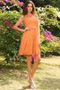 Robe demoiselle d'honneur courte naturel encolure ronde avec zip a-ligne - 20