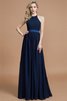 Robe demoiselle d'honneur manche nulle avec zip ruché jusqu'au sol en chiffon - 15