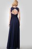 Robe demoiselle d'honneur plissage facile a-ligne trou de serrure manche nulle - 3