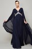 V-Ausschnitt A Linie Perlenbesetztes Bodenlanges Sittsames Ballkleid - 1