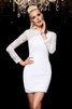 Robe de cocktail naturel attirent bref avec manche longue avec zip - 3
