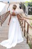 Abito da Sposa con Fusciacca moda con Nastro con Applique con Manica Corte V-Scollo - 2