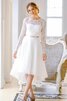 Spitze Schlüsselloch Rücken lange Ärmeln Satin knielanges schlichtes Brautkleid - 3