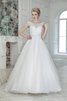Abito da Sposa Naturale in Tulle A-Line A Terra con Perline in pizzo - 1
