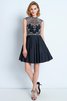 Prinzessin Rückenfreies Ärmelloses Satin Cocktailkleid mit Perlen - 4