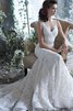 Spitze Sweep Zug Meerjungfrau Ärmelloses Perlenbesetztes Brautkleid mit Bordüre - 1