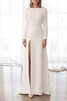 Robe de mariée de col bateau avant-gardiste de traîne courte sobre longue - 1